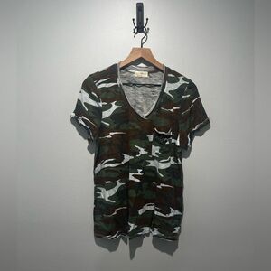 Anthropologie T.La Army Print Camo Short Sleeve Shirt L NWOT